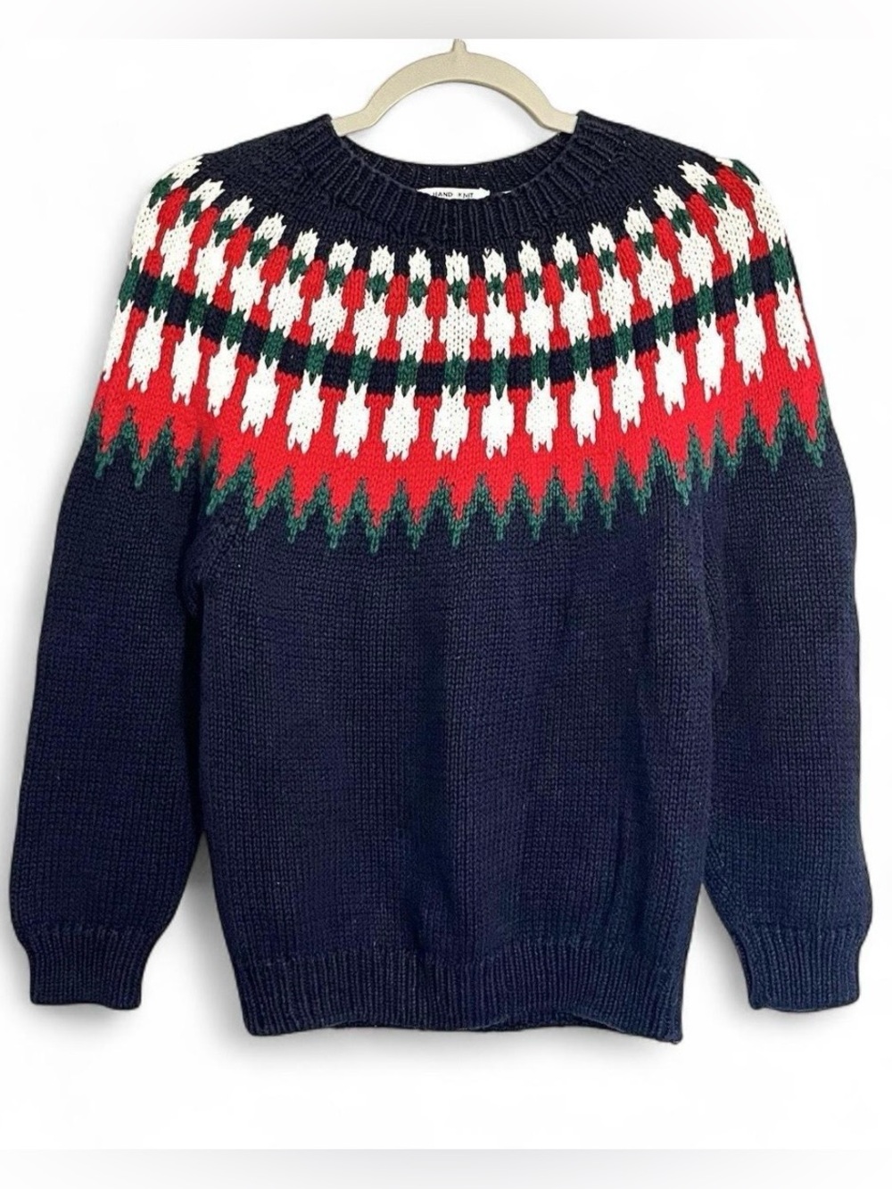 VTG Talbots Kids Hand Knit Nordic Fair Isle Sweater Holiday Festive Ski Cabin